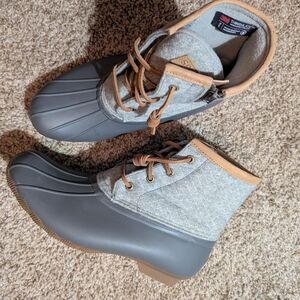 Sperry Gray and Tan Winter Boots
